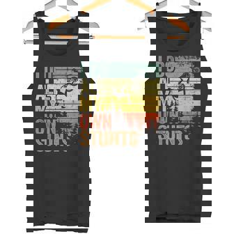 I Do All My Own Stunts Motocross Dad Biker Dirt Bike Tank Top | Mazezy