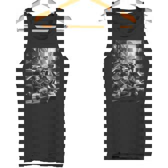 Perros Gángster En Coche Fumando Pitbulls Con Armas Humor Camiseta sin mangas - Regaloses