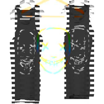 Rainbow Techno Face Breakcore Cybergrind Industrial Hardcore Tank Top | Mazezy