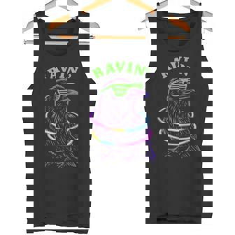 Ravin Raven EDM Techno Party Raver Psychedelic Halloween Tank Top | Mazezy