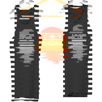 Retro Drone Pilot Vintage Sunset Aviator Flying Quadcopter Tank Top | Mazezy