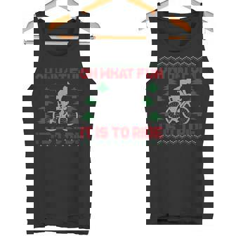 Road Bike Riding Cycling Ugly Christmas Sweater Oh Tank Top | Mazezy