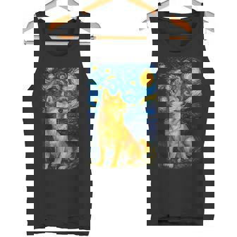 Shiba Inu Bajo Noche Estrellada Arte Canino Camiseta sin mangas - Regaloses