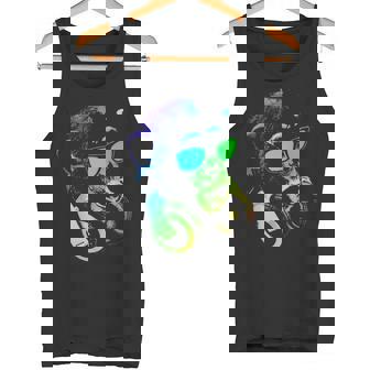 Singe Chimpanzé Avec Lunettes Deoleil Et Écouteurs Débardeur e - Cadeauxyz