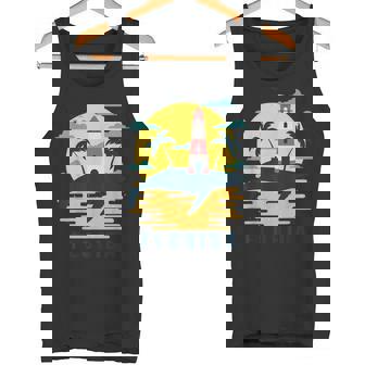 Souvenir De Coucher Deoleilur La Plage Avec Le Phare De Baleine De Floride Débardeur e - Cadeauxyz