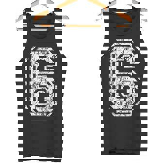 Sports Jersey Grunge Number 6 Fan Team Player Birthday Tank Top | Mazezy