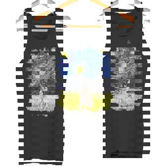 Starry Night Impressionist Dog Art Norwegian Elkhound Tank Top | Mazezy