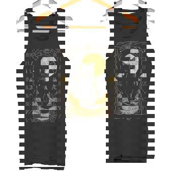 Tarot Card Crescent Moon And Cat Graphic Tank Top | Mazezy