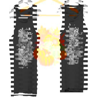 Thanksgiving Pumpkin Sunflower Fall Autumn Holiday Tank Top | Mazezy