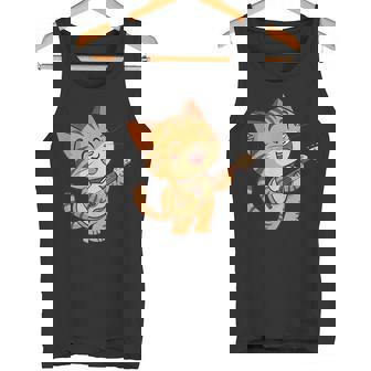 Un Guitariste Chat Drôle Joue De La Guitare Et Chante Débardeur e - Cadeauxyz