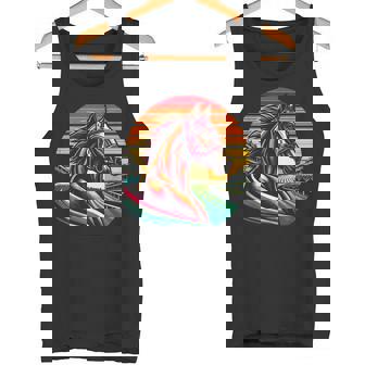 Vintage Sunset Horse Horseback Equestrianism Horse Riding Tank Top | Mazezy