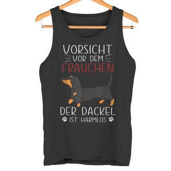 Vorsichtor Dem Frauchen Der Dackel Hund Ist Harmlos Gassi Tank Top - Geschenkecke