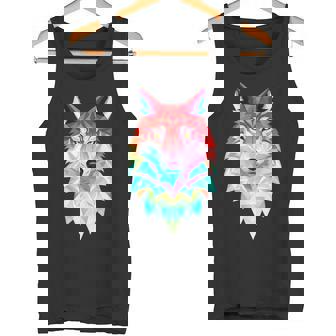 Wolf Farbenfroher Wolf Polygon Tank Top - Seseable