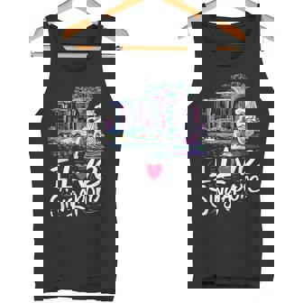 「I Loveingapore Citykyline」とマーライオンのデザイン。 タンクトップ - Kawaiitshirt