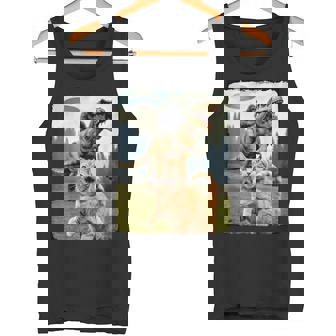 おもしろ猫 ゴリラ 恐竜 Ufo ミーム 不条理なユーモアシーン タンクトップ - Kawaiitshirt