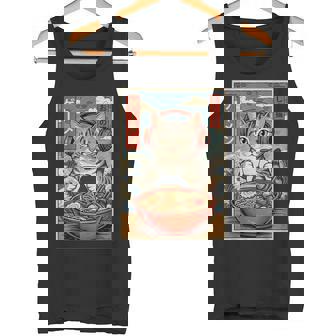 かわいい カワイイ ゲーマー猫 ラーメン ゲーム好き 猫好き向け 面白い デザイン レトロ 和風 日本 アニメ タンクトップ - Kawaiitshirt