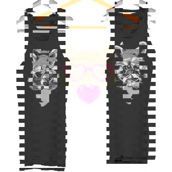 かわいいアライグマが吹くピンクのバレンタイン ハート バブルガム タンクトップ - Kawaiitshirt