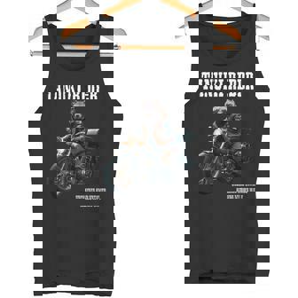 たぬきライダー バイク ビンテージ かっこいいタヌキ 狸 おもしろ 日本 動物 ユニーク オートバイ 乗り物 タンクトップ - Kawaiitshirt