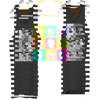 エリザベス 9 正方形タイル ポップアート イギリスの女王 タンクトップ - Kawaiitshirt