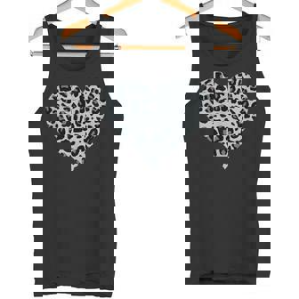 グレーとブラック ヒョウ柄 アニマルプリント ハート タンクトップ - Kawaiitshirt
