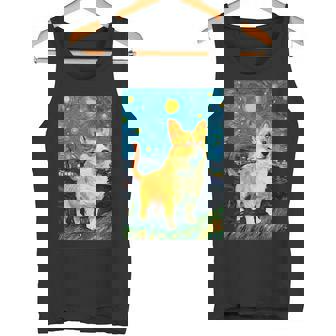 ゴッホ動物アート 動物愛好家のためのかわいいコーギー犬 タンクトップ - Kawaiitshirt