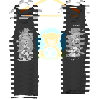 サッカーボール付きのかわいいテディベア タンクトップ - Kawaiitshirt