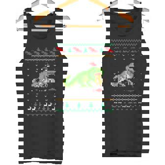 サンタ T-Rex 食べるトナカイ恐竜 アグリークリスマスセーター タンクトップ - Kawaiitshirt