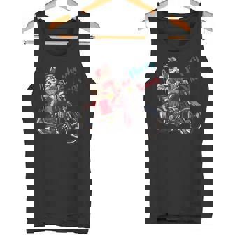 サンタクロース 面白い バイク イラスト メリー クリスマス パロディ イラスト タンクトップ - Kawaiitshirt