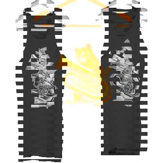 チューバを弾く面白い猫ギフト かわいい子猫ミュージシャンファン タンクトップ - Kawaiitshirt