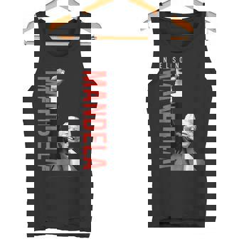 ネルソン・マンデラ 上げた 右手拳 食いしばり マンデラの日 タンクトップ - Kawaiitshirt