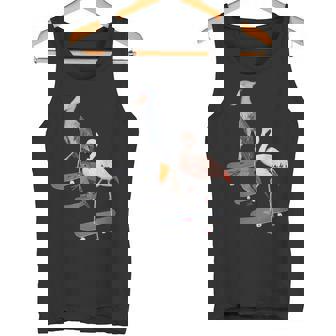 ハシビロコウ フラミンゴ スケートボード 鳥 動物 図 バードウォッチング 贈り物 鳥類学者 生物学者 自然科学 タンクトップ - Kawaiitshirt