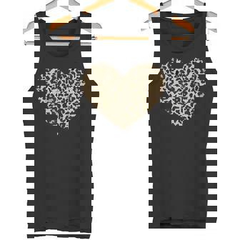 ヒョウ柄ハートソフトベージュ タンクトップ - Kawaiitshirt