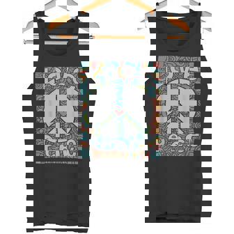 ピースサイン Love 60年代 70年代 タイダイ ヒッピー コスチュームシャツ タンクトップ - Kawaiitshirt