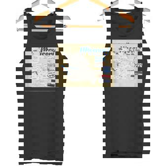 ミズーリ州、マップフラッグアーチブルーバードフラワーランドマーク タンクトップ - Kawaiitshirt