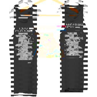 ミズーリ州のランドマーク、主要都市、道路、旗の地図 タンクトップ - Kawaiitshirt