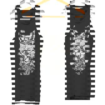 メカニカルきつね 近未来デザイン 長袖tシャツ タンクトップ - Kawaiitshirt