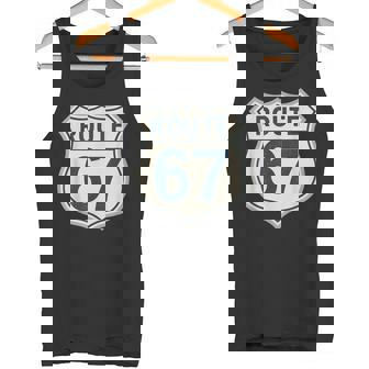 レトロ ルート 67 ハイウェイ サイン ヴィンテージ ロード ノスタルジア タンクトップ - Kawaiitshirt