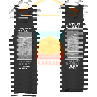 レトロ 食べる 寝る からあげ リピート ヴィンテージ からあげ フード好き タンクトップ - Kawaiitshirt