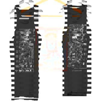 レトロな侍猫 戦士の猫 長袖tシャツ タンクトップ - Kawaiitshirt