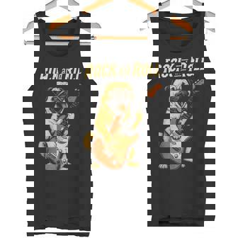 ロックするパグ犬 ギター演奏の面白デザイン タンクトップ - Kawaiitshirt