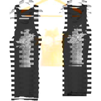 ヴィンテージ かわいい 面白い 猫 2匹の魚が目についた 恋人 気まぐれな タンクトップ - Kawaiitshirt