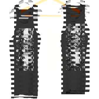 不気味な漫画 少女 怖い目 ホラー ハロウィン 恐ろしい タンクトップ - Kawaiitshirt