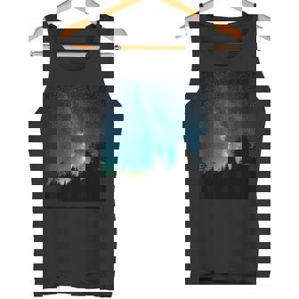 天の川 ミルキーウェイ 森と夜明け【星空・夜空・宇宙・銀河】高精細画像《フルビッグプリント》【天体観測シリーズ】 タンクトップ - Kawaiitshirt