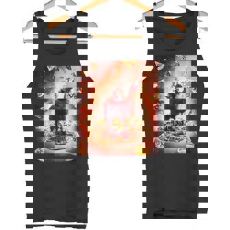 宇宙 猫 ライディング ラマ ユニコーン ピザ タンクトップ - Kawaiitshirt