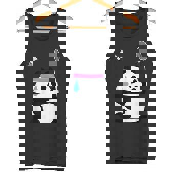 疲れきったバドミントンパンダ 面白いかわいいシャトルコック動物 タンクトップ - Kawaiitshirt