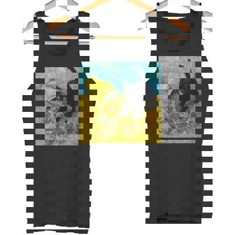 面白いゴッホのひまわり、猫のミーム、黒猫のアート。 長袖tシャツ タンクトップ - Kawaiitshirt