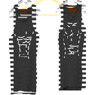 面白いシックスパック腹筋のアウトラインフィットネスデザイン タンクトップ - Kawaiitshirt