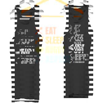 食べる寝るラグビーリピートラグビーコーチチームスポーツ タンクトップ - Kawaiitshirt