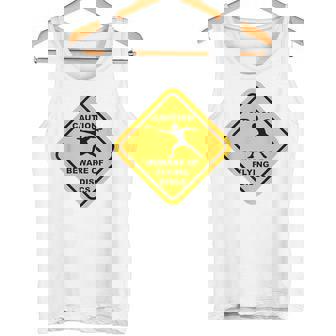 Beware Of Flying Discs Caution Sign Disc Golf T Shirts Tank Top | Mazezy