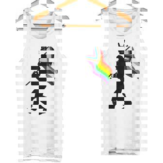 Bigfoot Rock On Proud Gay LGBTQ Progressive New Pride Flag Tank Top | Mazezy